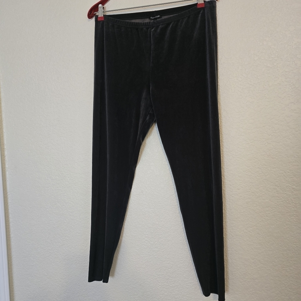 Eileen Fischer Stretch Velvet Knit Ankle Length Leggings Large Charcoal Gray - Picture 5 of 10